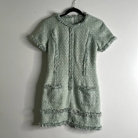 Laizo sage green mini tweed dress size medium - Picture 7 of 11